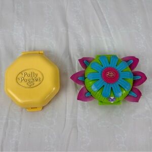 Vintage 1990 Bluebird Polly Pocket Compact Lot – Flower & Hair Salon – Original